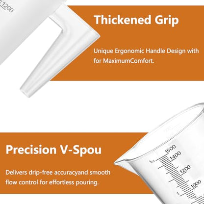 3 Set Plastic Measuring Cups for Liquids with Handle, 500/1500/3500 ML Clear & Strong Measuring Pitcher, Large Measure Cup for Motor Oil, Liquid Mixing, Kitchen, Baking Cooking, Laboratory and More - size: 500/1500/3500 ML
