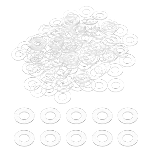 uxcell 120 Pcs M6 PVC Flat Washers 6mm ID 12mm OD 1mm Thick Plain Washer Grommets Plastic Sheet Gasket Fastener Sealing Spacer Gasket Ring Water Hose Washers, Clear - size: M6x12mmx1mm