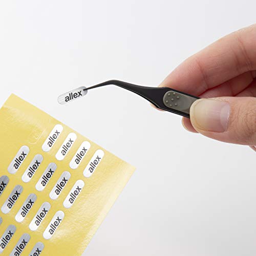 ALLEX Japanese Sticker Tweezers Precision Fine Point Tips (Curved Non-Stick Coating), Made in JAPAN, Pointy Craft Tweezers for Crafting, Hobby, Jewelry Detail Work, Japanese Stainless Steel, Black - color: Black (Non-stick), size: 4.5" Curved