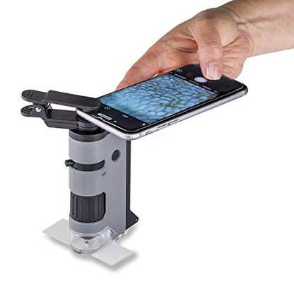 Carson MicroFlip 100x-250x LED and UV Lighted Pocket Microscope with Flip Down Slide Base and Adapter with CarsonCam Phone App - Set of 4 (MP-250MU) - style: Pack of 4