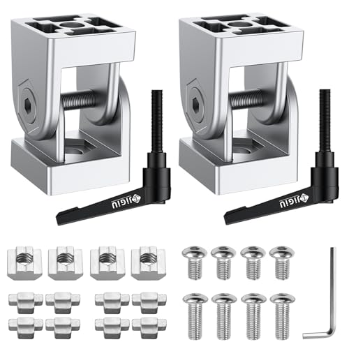 JiGiU 2Pcs 3030 Die-Cast Zinc Alloy Pivot Joint Connectors with Handle - color: Sliver, size: 30x30 (2er Set)