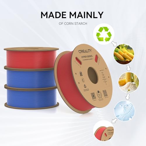 Creality Hyper PLA Filament 1.75mm, 30-600mm/s High Speed 3D Printer Filament, Dimensional Accuracy +/-0.02mm, Fit Most FDM 3D Printers, 4 Pack 1kg Spool(2.2lbs), Red & Blue - color: Red & Blue