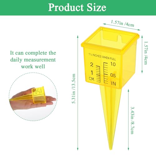 10 Pcs Rain Gauges, 1.57" Sprinkler Rain Gauge for Lawn with Wide Mouth, Transparent Outdoor Water Measuring Tool for Accurate (Yellow)