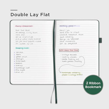 &And Per Se Lined Notebooks Bulk 5-Pack, A5 Hardcover Journal, 160 Pages 100gsm Thick Paper, Classroom Supplies for Students, Teachers, College Ruled Notebooks for School Office (Green) - color: Green, style: 5 Pack-Lined