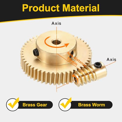 uxcell Worm Gear Set Right Rotation 50T 0.5 Module 1:50 Reduction Rate - size: Gear-3mm, Rod-2mm Bore, style: 0.5M-50T