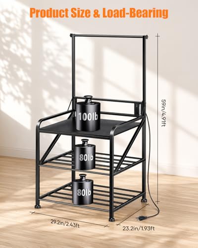 AHOWPD 3D Printer Stand with Filament Storage, Sturdy Heavy Duty Workbench - color: Black