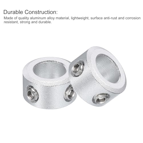 uxcell 10pcs Set Screw Collars 8mm Bore, Aluminum Shaft Collars, 14mm OD and 8mm Thickness, Set Screw Clamp Collar, Stop Collar for Linear Rod Shaft Guide