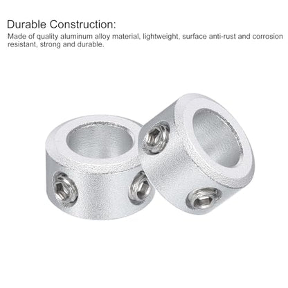 uxcell 10pcs Set Screw Collars 8mm Bore, Aluminum Shaft Collars, 14mm OD and 8mm Thickness, Set Screw Clamp Collar, Stop Collar for Linear Rod Shaft Guide