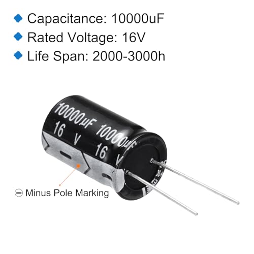 uxcell 10000uF 16V 16x30mm Electrolytic Capacitor, Radial Leads Aluminum Capacitors for TV, LCD Monitor, VCD, 20Pcs - style: 10000uF 16V