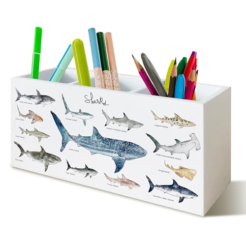 Shark Pen Pencil Holder Classroom Desk Decor, Whale Shark Gifts - color: Shark