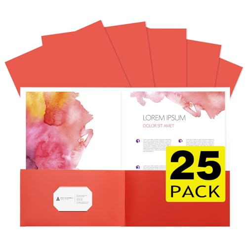 pmybupo Paper Folders with Two-Pockets,Fit Letter Size,25pcs Red - color: Red 25