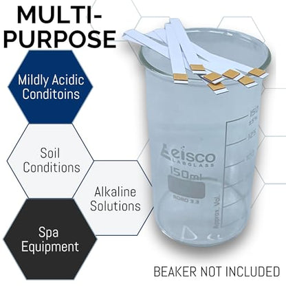 Eisco Labs - pH 5-9 Test Strips for Weak Solutions - Quick, Accurate Narrow Range pH Testing Kit for Rainwater, Gardening, and Spa Use, Easy 1-2 Second Dip
