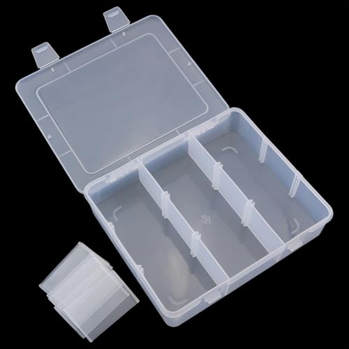 9 Grid Adjustable Partition Plastic Parts Box Transparent Storage Box For Jewelry Craft Accessories Electronic Components Screws Nails Fishing Gear Classified Storage 7.2x6.1x1.7 Inch