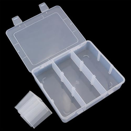 9 Grid Adjustable Partition Plastic Parts Box Transparent Storage Box For Jewelry Craft Accessories Electronic Components Screws Nails Fishing Gear Classified Storage 7.2x6.1x1.7 Inch