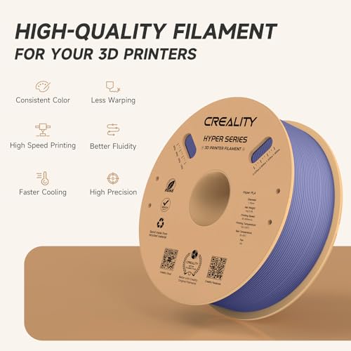 Official Creality Hyper PLA Filament 1.75mm, High Speed PLA 30-600mm/s Rapid 3D Printer Filament, Dimensional Accuracy +/-0.02mm, Fit Most FDM 3D Printers, 1KG(2.2lbs) Spool Very Peri - color: Very Peri