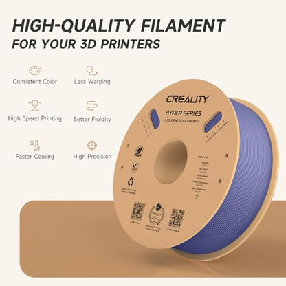 Official Creality Hyper PLA Filament 1.75mm, High Speed PLA 30-600mm/s Rapid 3D Printer Filament, Dimensional Accuracy +/-0.02mm, Fit Most FDM 3D Printers, 1KG(2.2lbs) Spool Very Peri - color: Very Peri
