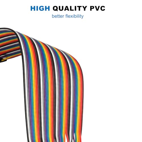 40pcs 20cm Female to Female Dupont Jumper Wire, 40Pin 8 Inch Pin Header Connector Cable Kit 2.54mm Rainbow Ribbon F-F for Arduino Raspberry Pi Board to Board Electronics - size: 20cm 40PCS F-F