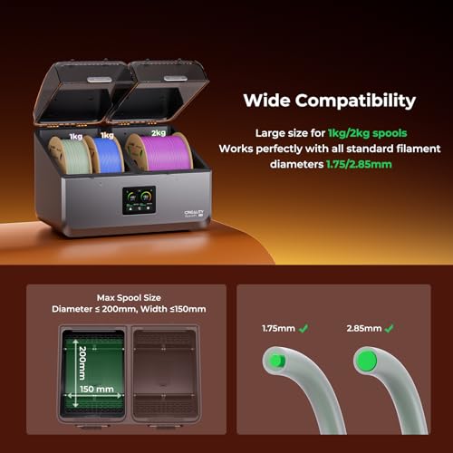 Creality Space Pi X4 Filament Dryer, 4 Spools 3D Printer Filament Dryer Box with 360° Hot-Air Circulation, Dual Independent Heating Chambers for 1.75/2.85mm PLA, PETG, ABS, Nylon - color: Space Pi X4