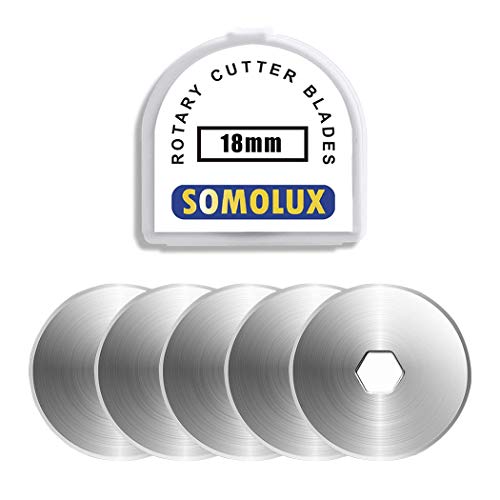SOMOLUX 18mm Rotary Cutter Refill Blades 5 Pcs for OLFA Rotary Circle Cutter, Fiskars Replace Blades for Crafts Quilting Scrapbooking Sewing - color: 18mm Rotary Blade