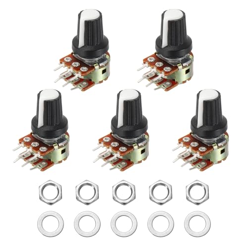 MECCANIXITY 5 Set WH148 B10K Ohm Potentiometer Kit 15mm Shaft White - size: 15mm, style: B10K