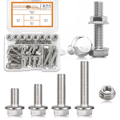 M8 Metric Flange Bolts Assortment Kit, M8-16/20/30/40mm Screws - size: M8 - 16/20/30/40mm