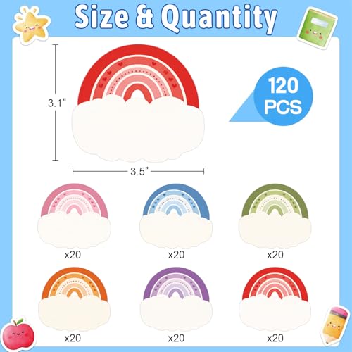 120pcs Nameplates Stickers for Classroom, Boho Name Tag Stickers - color: Multicolor-d