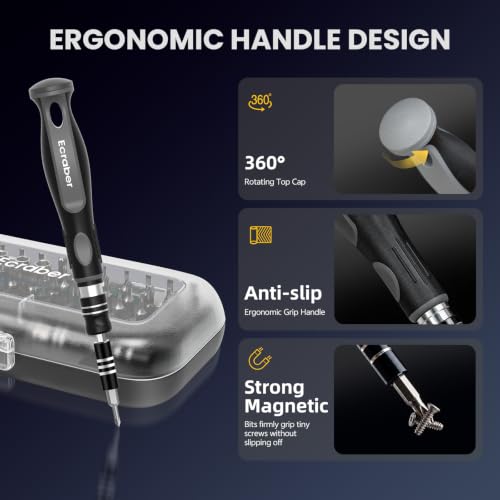 48-IN-1 Mini Precision Magnetic Tip Screwdriver Sets, Ergonomic Anti-Slip, S2 Steel Small Repair Cleaning Tool Kit for iPhone, Watch, Macbook, Computer, Laptop, PS4 PS5, Xbox, Switch, Glasses