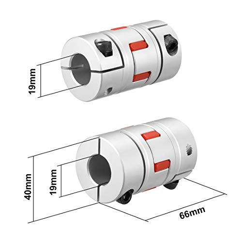 uxcell Shaft Coupling 19mm to 19mm Bore L66xD40 Flexible Coupler Joint for Servo Stepped Motor - size: L66xD40 19mm to 19mm