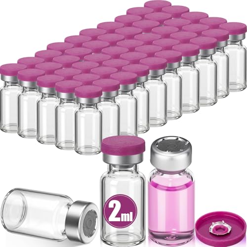50 Pcs 2ml Sterile Vials Empty Vials for Injection, Purple Lid - color: Purple Lid