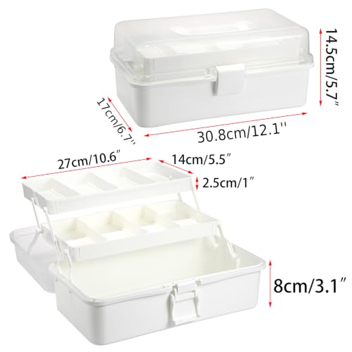 BTSKY 3-Layer Plastic Dividing Storage Box Craft Organizer and Storage - color: Beige White