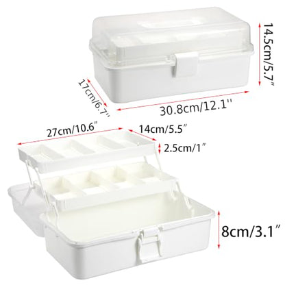 BTSKY 3-Layer Plastic Dividing Storage Box Craft Organizer and Storage - color: Beige White