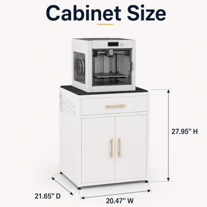 3D Printer Cabinet, Big Sturdy 3D Printer Stand Table with Filament Storage (DK-White) - color: DK-White