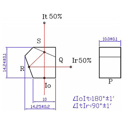 Prism Lens PL1460 - Beam Splitter Penta Prism (1'), 1 PCS - Optical Component, Optics and Crystal, Science Classroom Optics Kits, Optics Lens