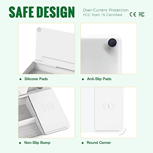SELEAD Desktop Glass Whiteboard with Wireless Charger and Storage, White - color: White, size: 16"x7"