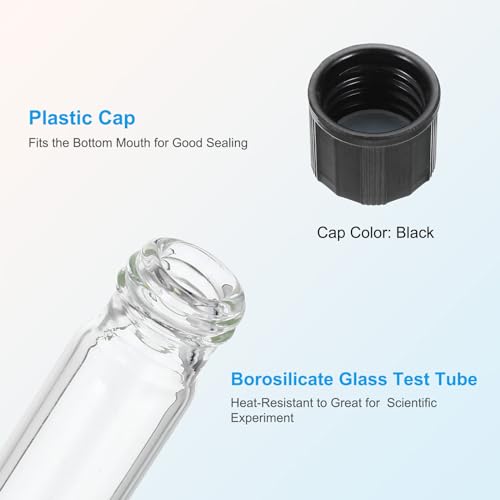 PATIKIL 8ml Test Tubes, 10pcs 3.94x0.51in Glass Clear Round Bottom Test Tube Containers with Plastic Cap for Bead Party Candy Bath Salt Storage Scientific Experiment Plant Propagation - size: 8ml