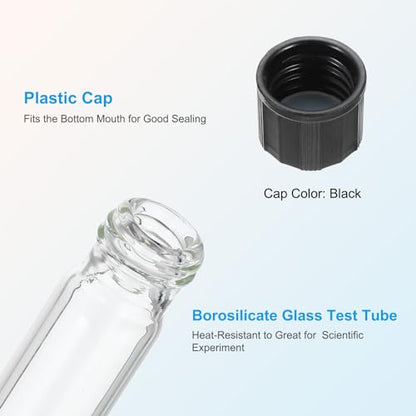 PATIKIL 8ml Test Tubes, 10pcs 3.94x0.51in Glass Clear Round Bottom Test Tube Containers with Plastic Cap for Bead Party Candy Bath Salt Storage Scientific Experiment Plant Propagation - size: 8ml