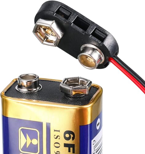 6 Pack 9V Battery Snap Connector Holder Long Cable Connection Hard Cover Black Red Holder (I Type)