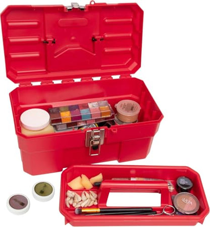 Akro-Mils 14-Inch Plastic Toolbox with Removable Tray, Steel Latch & Padlock Eye, Industrial-Grade Tool Box for Tools, Crafts, First Aid & Hobby Supplies, 14" x 8" x 8", Made in USA, Red (09514) - color: Red