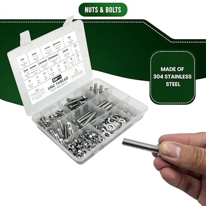 246 Hex Bolts, Nuts, Washers Assortment Kit, 304 Stainless Steel