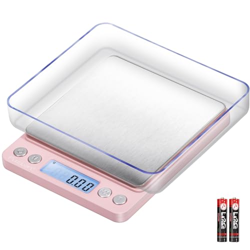 Fuzion Digital Scale .01 Gram Accuracy, 500g Small Kitchen Food Scales - color: Pink