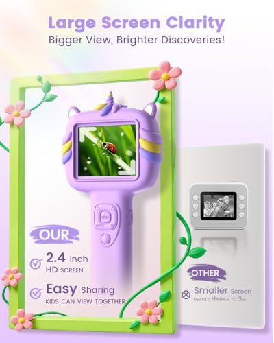 Kids Microscope Outdoor Toys - Handheld Microscopes Autofocus - color: Purple