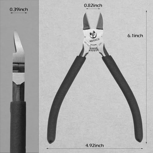 6 Inch Wire Cutters, Precision Flush Cutters with CR-V Steel, Ultra Sharp Side Cutting Pliers with Spring-Loaded Non-Slip Handles, Ideal for Jewelry Making, Crafting and Electrical Work