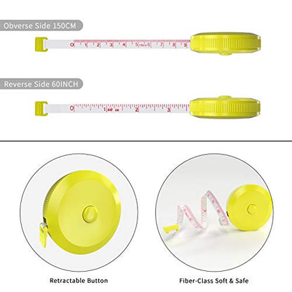 DiCUNO 6-Pack Soft Retractable Measuring Tape, 60-Inch 1.5 Meter, 6 Colors - color: 6 Colors