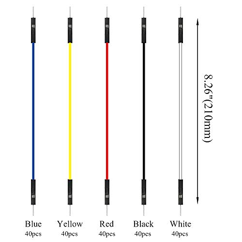150PCS 5 Colors 1Pin 2.54mm Male to Male Breadboard Jumper Wire PVC Soldering Brushless Motor Double-end Tinning Connector Cable(PCB Jump Circuit Board Cable Wire Set) 200mm