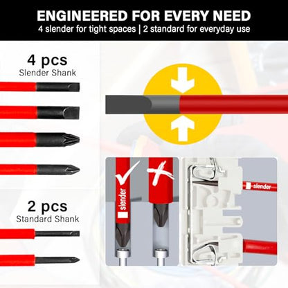 HAUTMEC 6PC Insulated Screwdriver Set 1000V Electrician Screwdriver Set - color: Insulated Screwdriver
