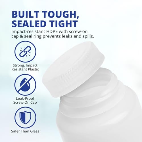 United Scientific HDPE Liquid Containers with Lids, 1 L, Wide Mouth, 6-Pack - size: 32 oz (Pack of 6)