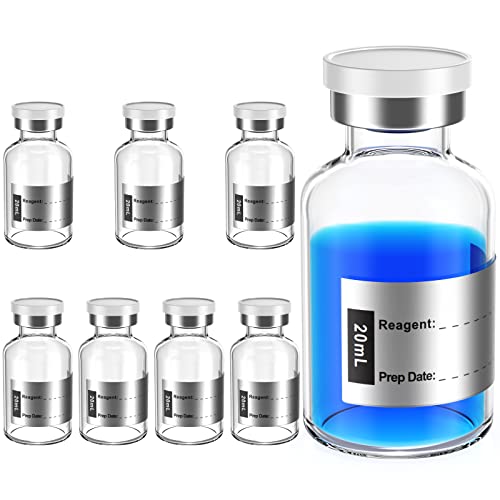 Biomed Solutions Empty Sterile Vial Sealed with Butyl Rubber Stopper and Flip Top Closure,Type 1 Borosilicate Glass Tubing,Individually Packed (20mL 8Pcs) - size: 20mL 8Pcs