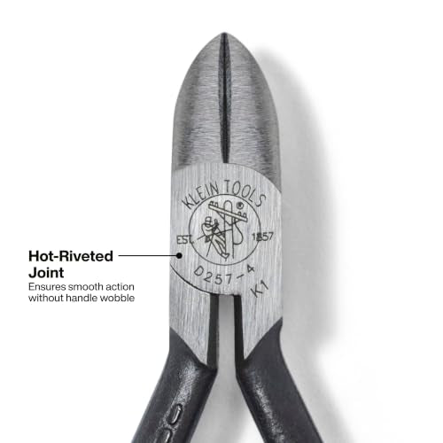 Klein Tools D257-4 Diagonal Cutting Pliers with Beveled Edges, 4-Inch - style: Standard