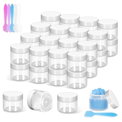 32 Pack 20g Clear Plastic Jars Containers, 20ml Travel Size Makeup Container Jars with Lids, Small Round Cosmetic Pot Jar for Cosmetic Cream Lip Balm Salve Sample Beauty Lotion,White Lid - color: White, size: 20g