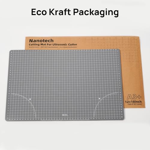 HOZO NanoTech Cutting Mat for Ultrasonic Cutter, 12" x 18" Self-Healing Cutting Mat, Glue-Free Eco Design, Heat-Resistant, Metric & Imperial Scales, Durable for Craft, DIY, 3D Printing & Model Making - size: 12" x 18"